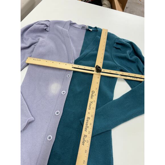 Busayo Dress Women Medium Purple‎ Blue Ribbed Sweater Knit Midi Button Wool - Picture 10 of 13